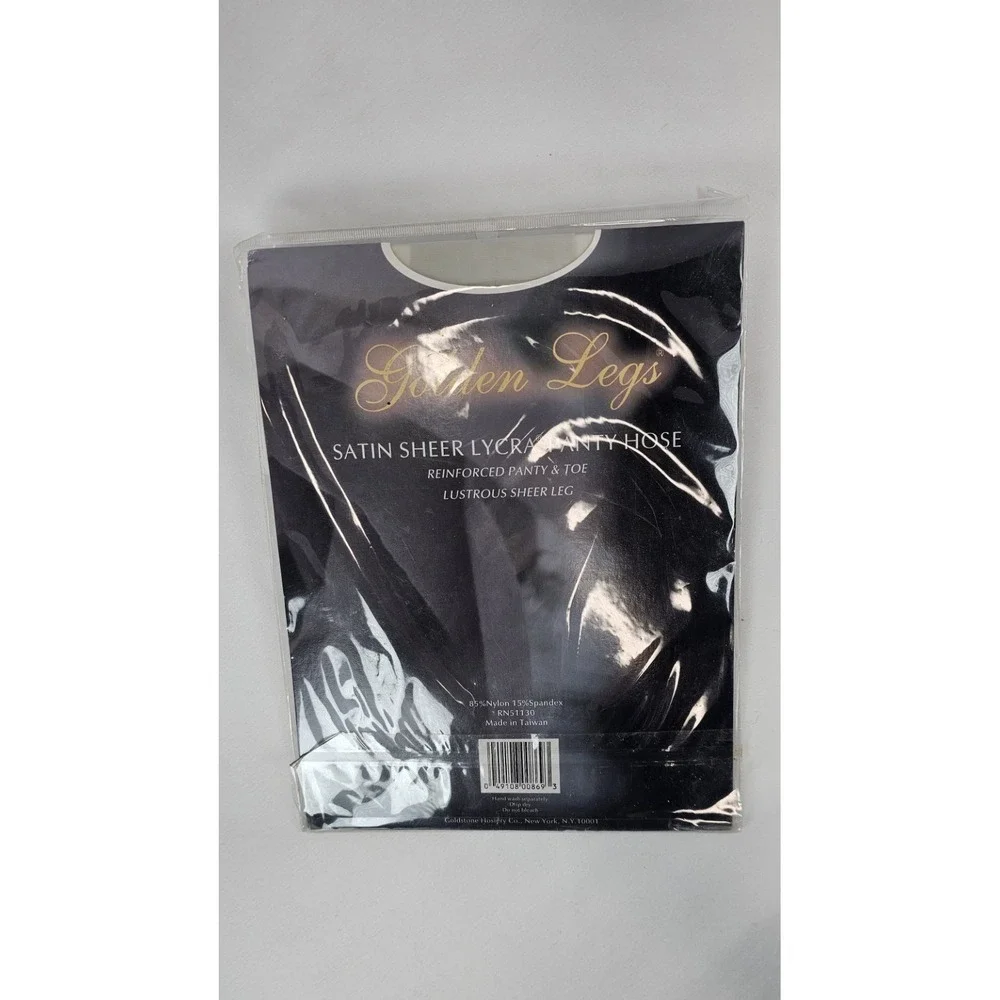 Golden Legs Satin Sheer Lycra‎ Pantyhose Silver Queen Size Vintage Hosiery #869Q